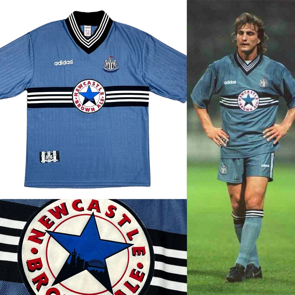 NEWCASTLE UNITED 1996/1997 Away Soccer Jersey Shirt XL ADIDAS Vintage Embroider